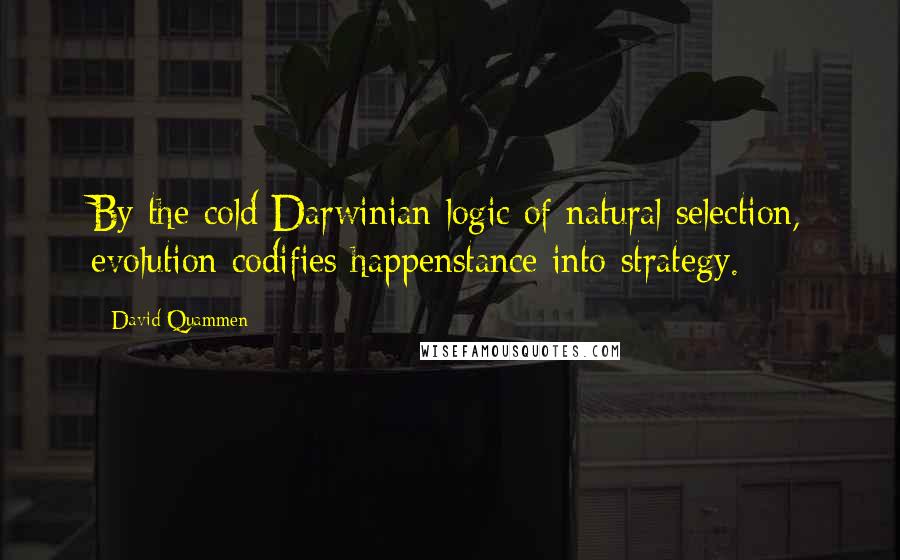 David Quammen quotes: By the cold Darwinian logic of natural selection, evolution codifies happenstance into strategy.