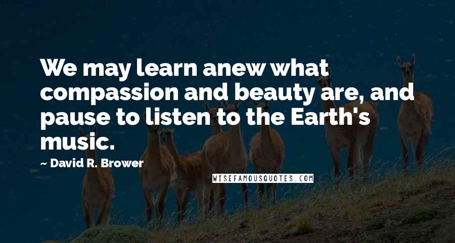 David R. Brower quotes: We may learn anew what compassion and beauty are, and pause to listen to the Earth's music.