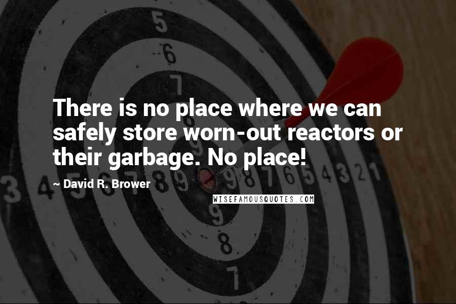 David R. Brower quotes: There is no place where we can safely store worn-out reactors or their garbage. No place!