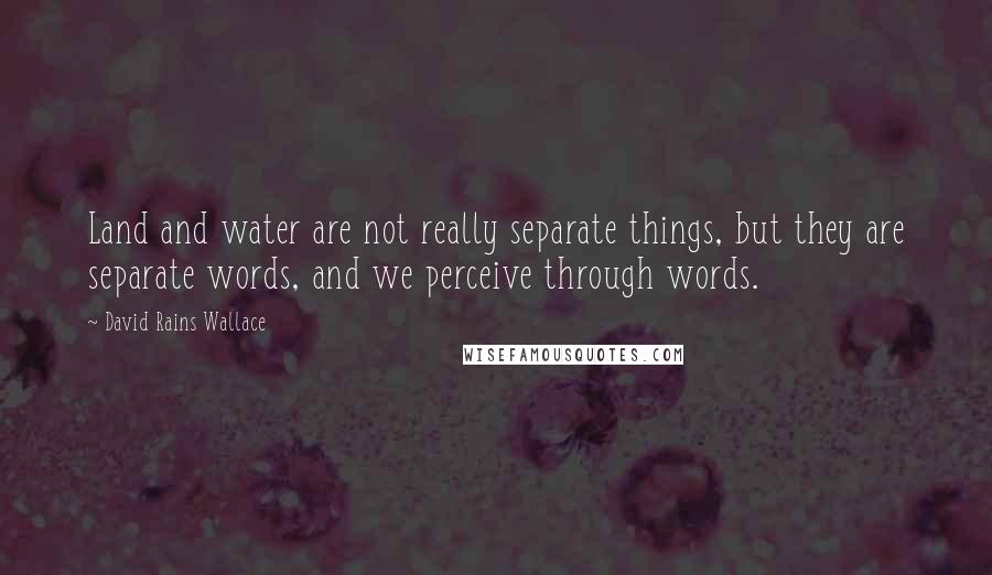 David Rains Wallace quotes: Land and water are not really separate things, but they are separate words, and we perceive through words.