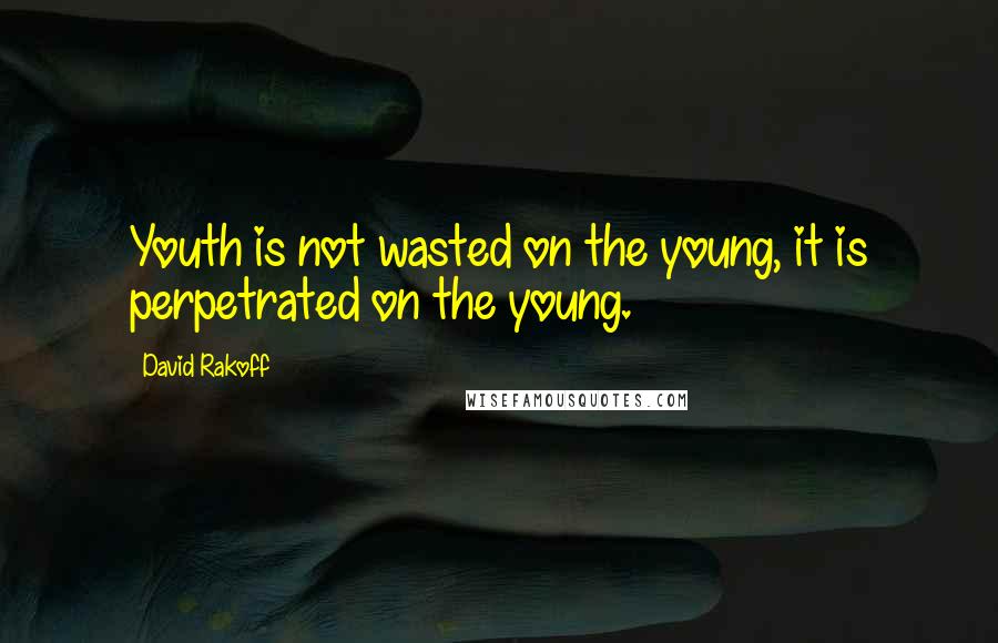 David Rakoff quotes: Youth is not wasted on the young, it is perpetrated on the young.