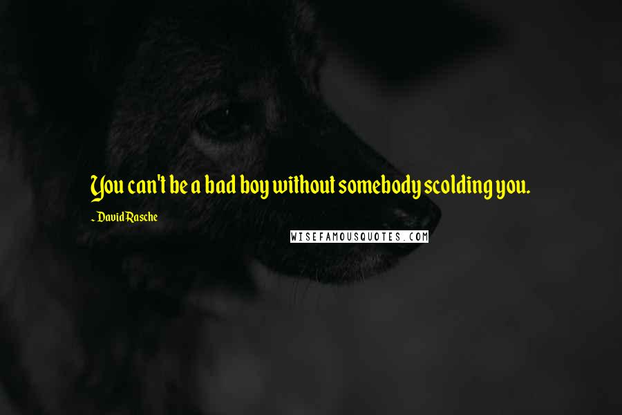 David Rasche quotes: You can't be a bad boy without somebody scolding you.