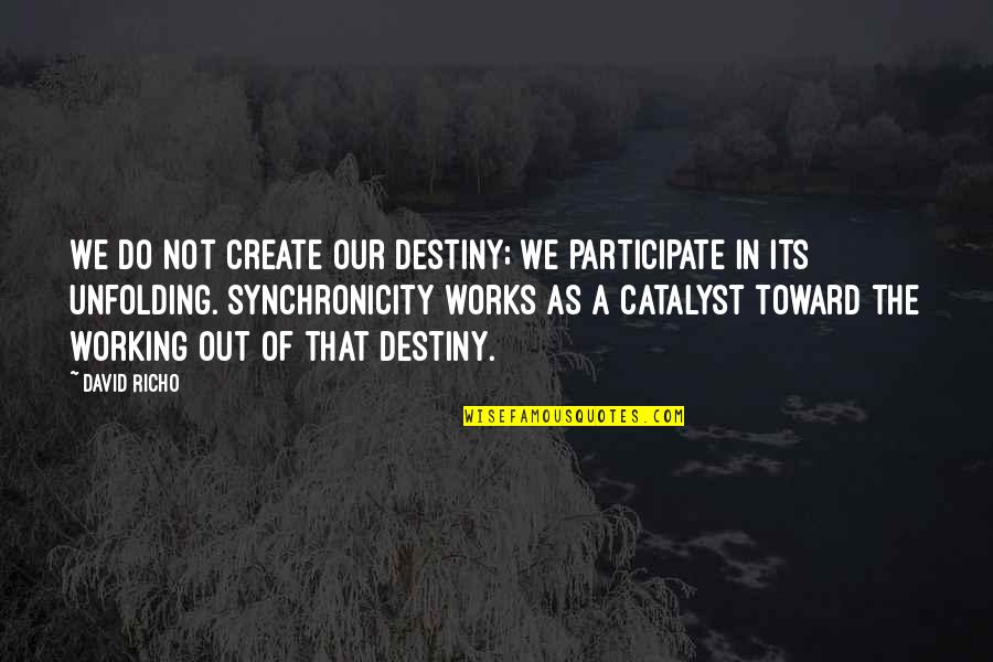 David Richo Quotes By David Richo: We do not create our destiny; we participate David Richo Quotes By David Richo: We do not create our destiny; we participate
