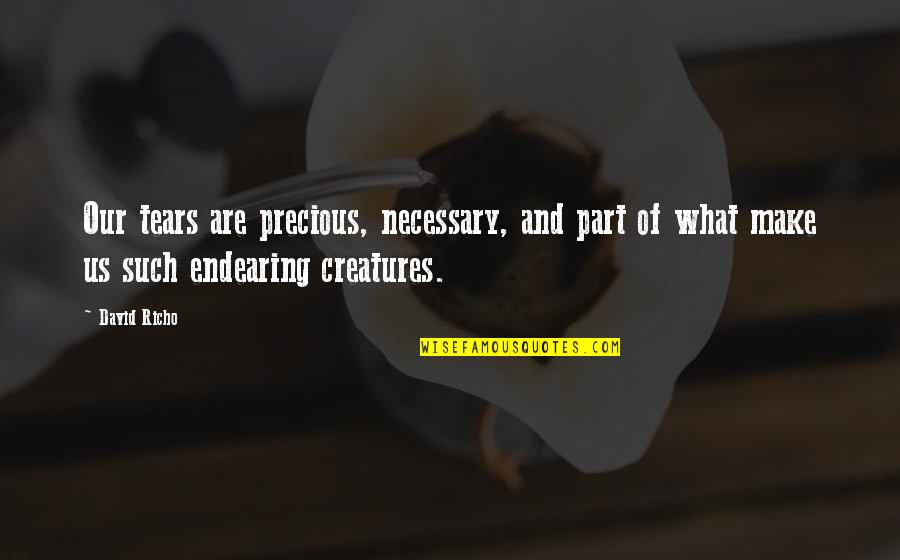 David Richo Quotes By David Richo: Our tears are precious, necessary, and part of