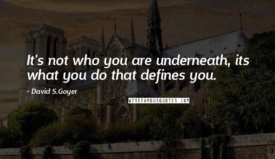 David S.Goyer quotes: It's not who you are underneath, its what you do that defines you.