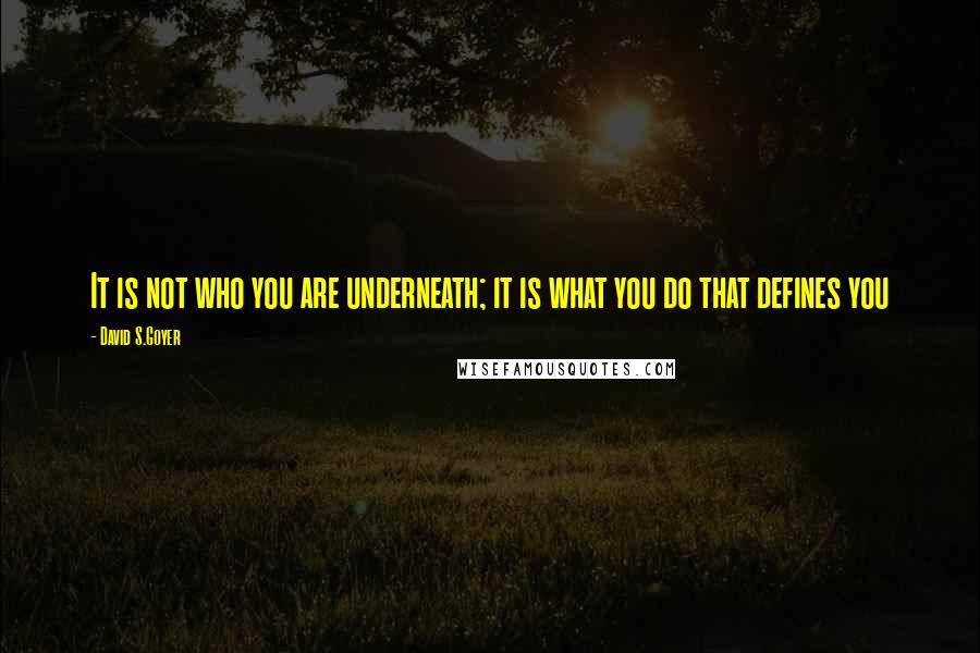 David S.Goyer quotes: It is not who you are underneath; it is what you do that defines you