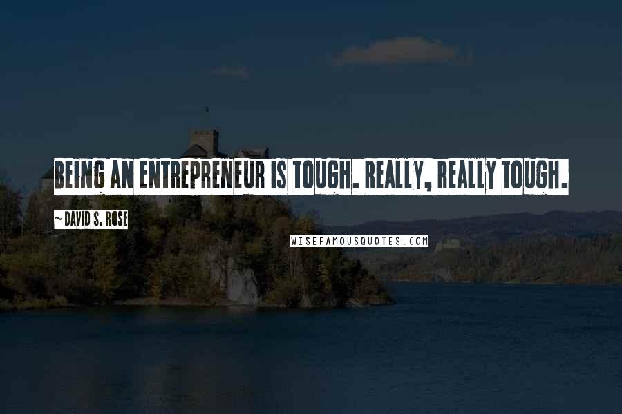David S. Rose quotes: Being an entrepreneur is tough. Really, really tough.