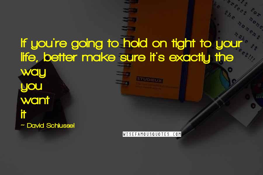 David Schlussel quotes: If you're going to hold on tight to your life, better make sure it's exactly the way you want it