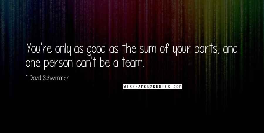 David Schwimmer quotes: You're only as good as the sum of your parts, and one person can't be a team.