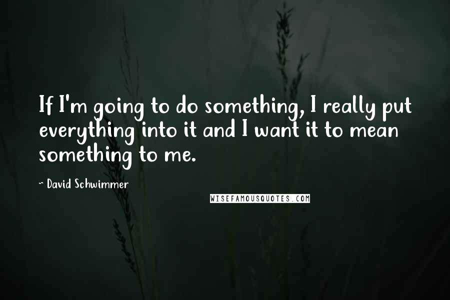 David Schwimmer quotes: If I'm going to do something, I really put everything into it and I want it to mean something to me.