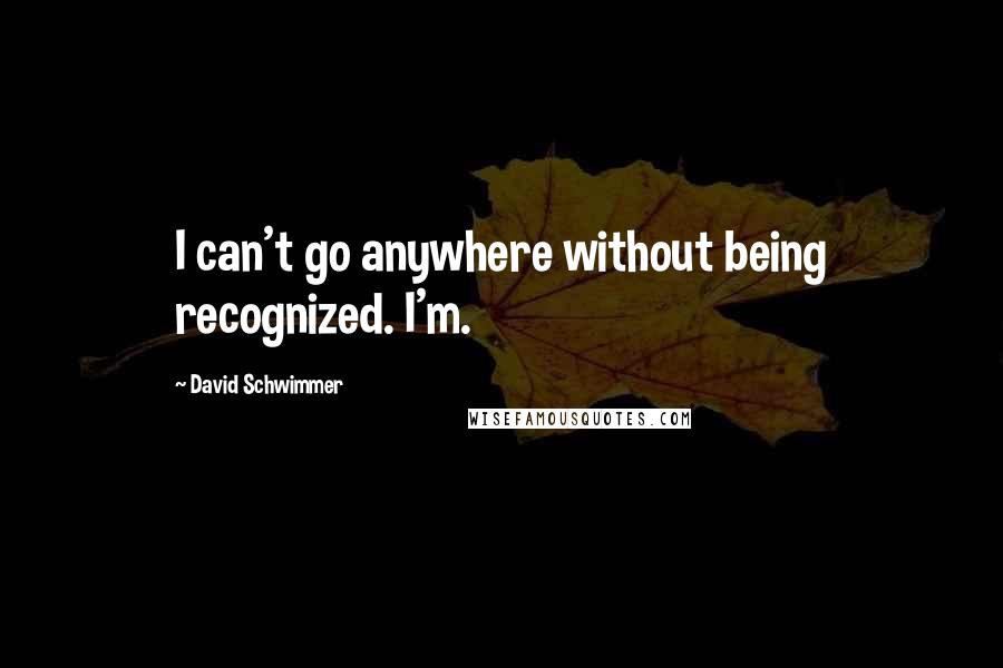 David Schwimmer quotes: I can't go anywhere without being recognized. I'm.
