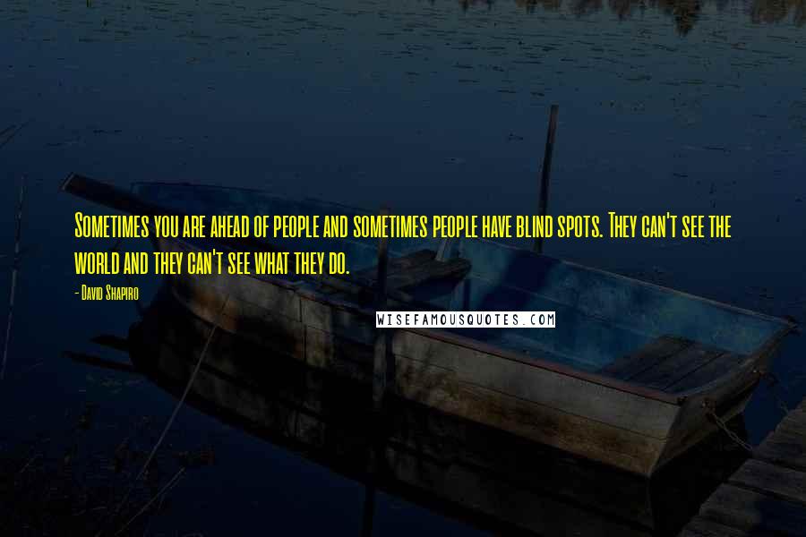 David Shapiro quotes: Sometimes you are ahead of people and sometimes people have blind spots. They can't see the world and they can't see what they do.