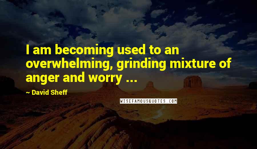 David Sheff quotes: I am becoming used to an overwhelming, grinding mixture of anger and worry ...