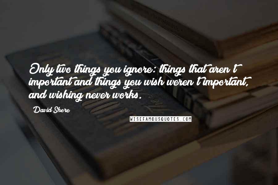 David Shore quotes: Only two things you ignore: things that aren't important and things you wish weren't important, and wishing never works.
