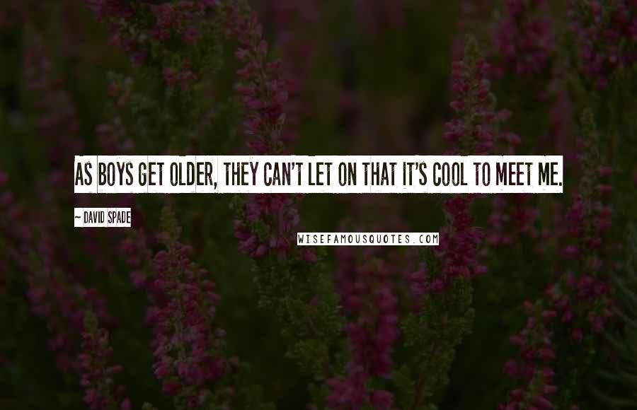 David Spade quotes: As boys get older, they can't let on that it's cool to meet me.