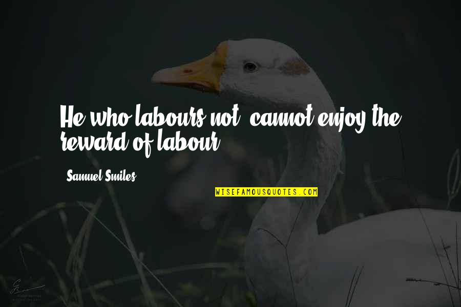 David St Hubbins Quotes By Samuel Smiles: He who labours not, cannot enjoy the reward David St Hubbins Quotes By Samuel Smiles: He who labours not, cannot enjoy the reward