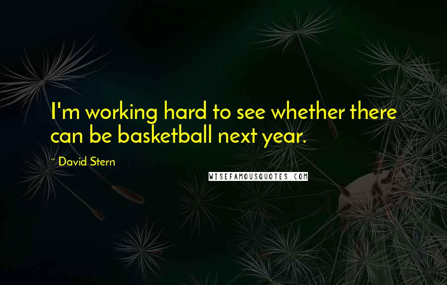 David Stern quotes: I'm working hard to see whether there can be basketball next year.