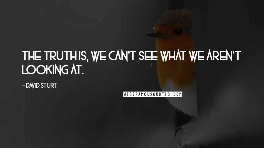 David Sturt quotes: The truth is, we can't see what we aren't looking at.