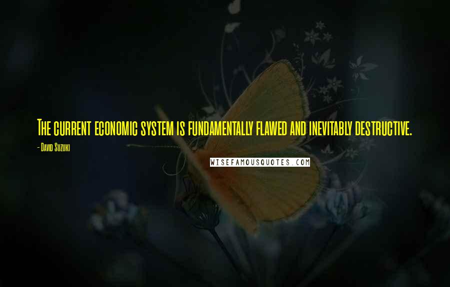 David Suzuki quotes: The current economic system is fundamentally flawed and inevitably destructive.