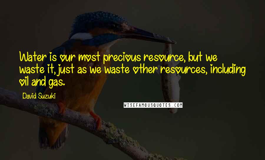 David Suzuki quotes: Water is our most precious resource, but we waste it, just as we waste other resources, including oil and gas.