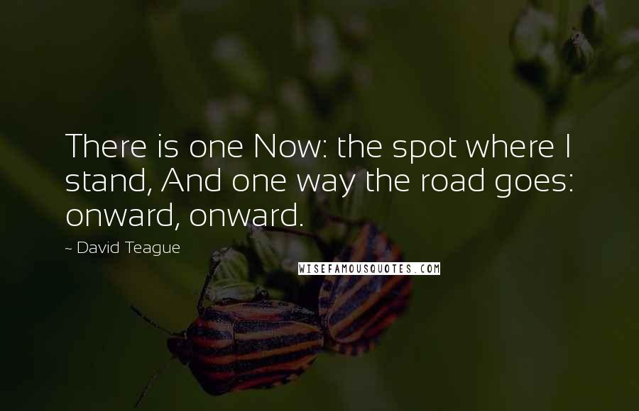 David Teague quotes: There is one Now: the spot where I stand, And one way the road goes: onward, onward.