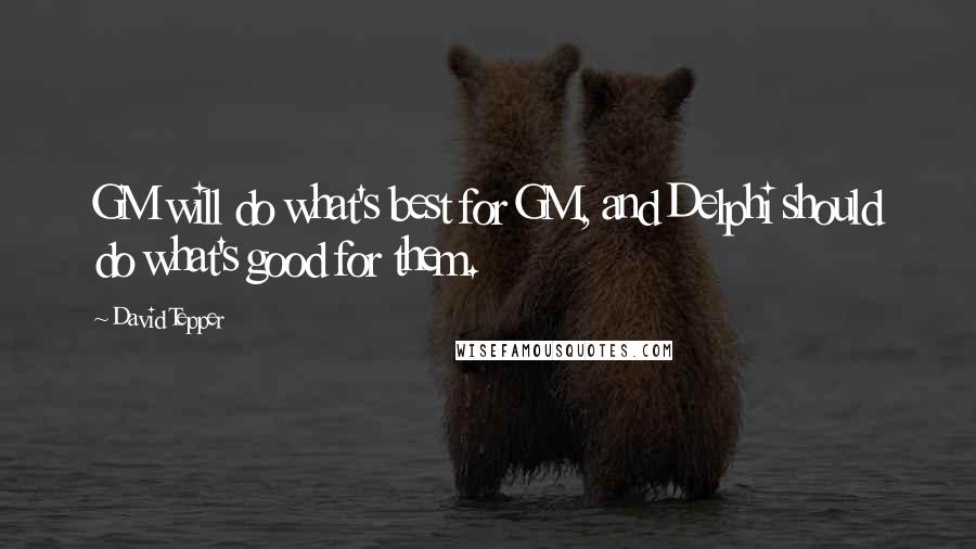 David Tepper quotes: GM will do what's best for GM, and Delphi should do what's good for them.