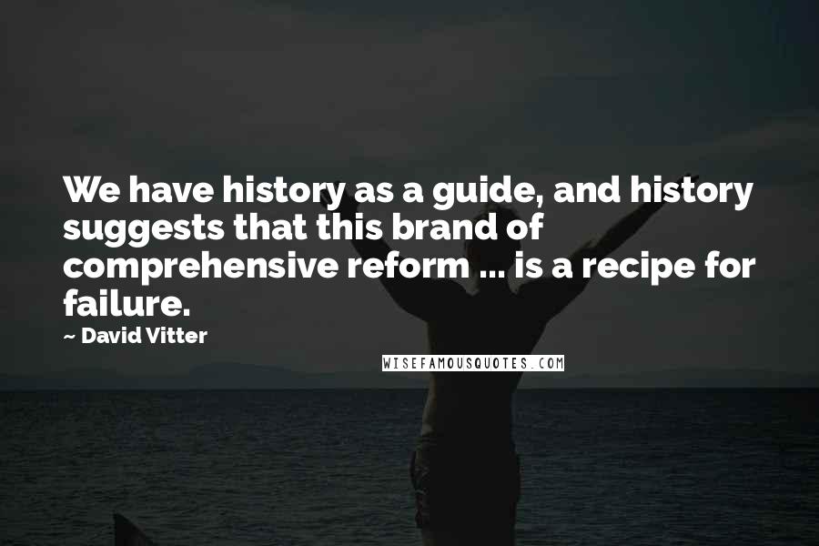 David Vitter quotes: We have history as a guide, and history suggests that this brand of comprehensive reform ... is a recipe for failure.