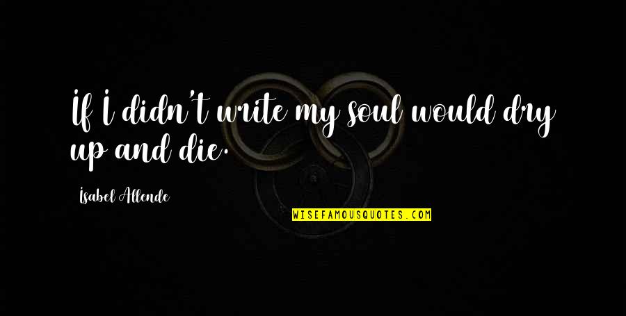 David Vonderhaar Quotes By Isabel Allende: If I didn't write my soul would dry
