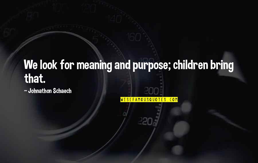 David Vonderhaar Quotes By Johnathon Schaech: We look for meaning and purpose; children bring