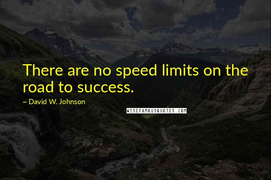 David W. Johnson quotes: There are no speed limits on the road to success.