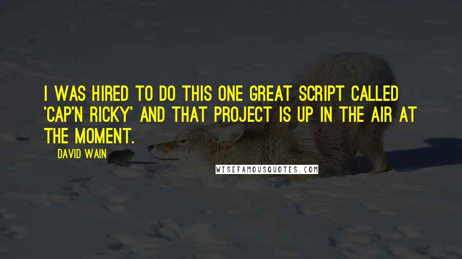 David Wain quotes: I was hired to do this one great script called 'Cap'n Ricky' and that project is up in the air at the moment. David Wain quotes: I was hired to do this one great script called 'Cap'n Ricky' and that project is up in the air at the moment.