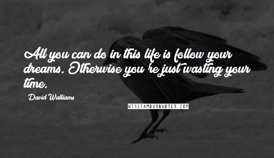 David Walliams quotes: All you can do in this life is follow your dreams. Otherwise you're just wasting your time.