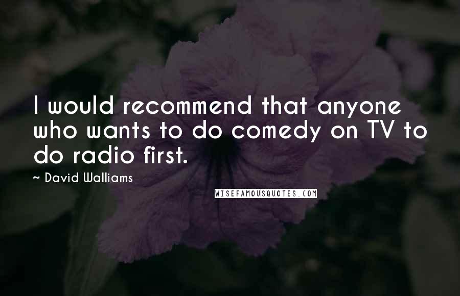 David Walliams quotes: I would recommend that anyone who wants to do comedy on TV to do radio first.