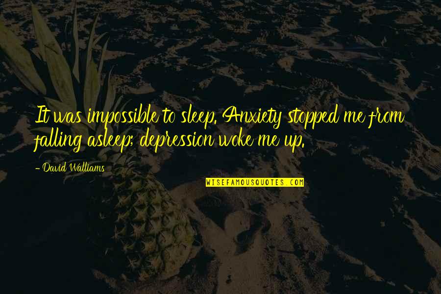 David Walliams Quotes By David Walliams: It was impossible to sleep. Anxiety stopped me David Walliams Quotes By David Walliams: It was impossible to sleep. Anxiety stopped me