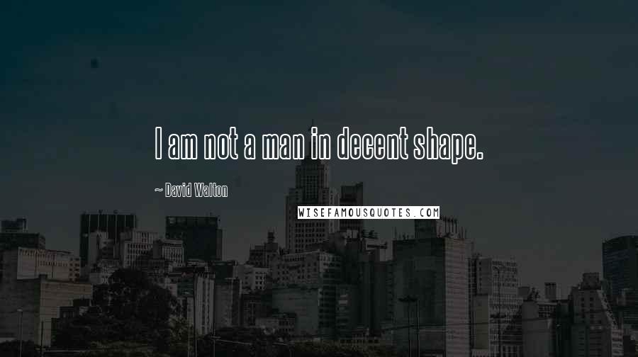 David Walton quotes: I am not a man in decent shape. David Walton quotes: I am not a man in decent shape.