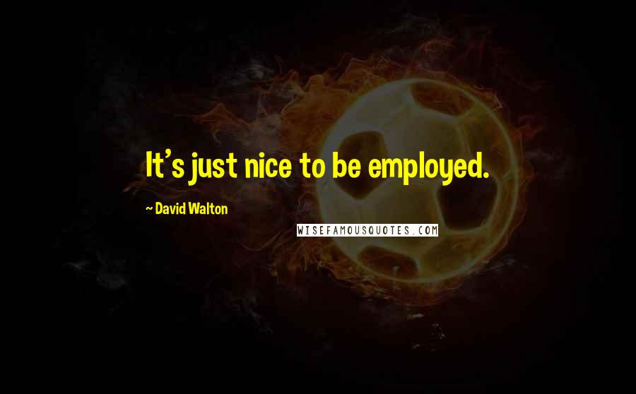 David Walton quotes: It's just nice to be employed.