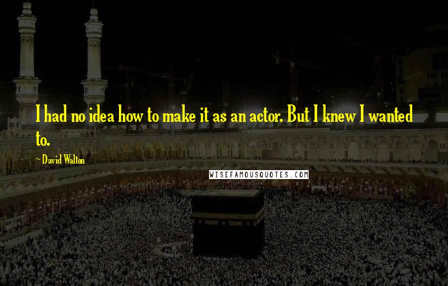 David Walton quotes: I had no idea how to make it as an actor. But I knew I wanted to.