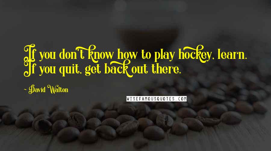 David Walton quotes: If you don't know how to play hockey, learn. If you quit, get back out there.