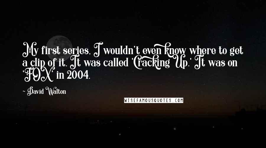 David Walton quotes: My first series, I wouldn't even know where to get a clip of it. It was called 'Cracking Up.' It was on 'FOX' in 2004.