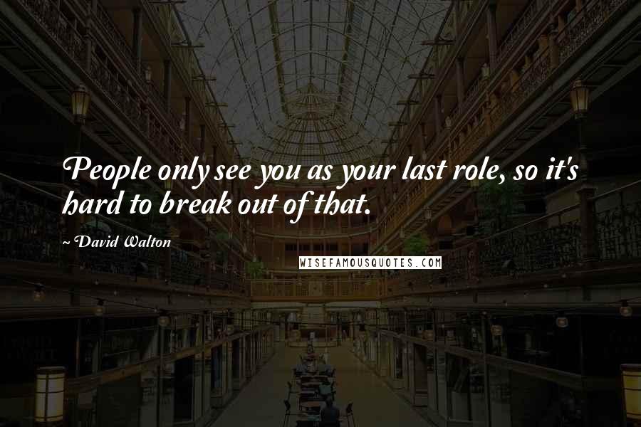 David Walton quotes: People only see you as your last role, so it's hard to break out of that. David Walton quotes: People only see you as your last role, so it's hard to break out of that.