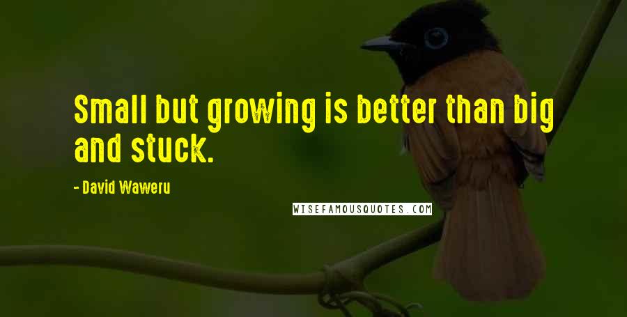 David Waweru quotes: Small but growing is better than big and stuck.