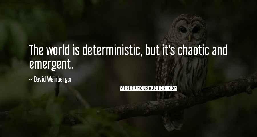 David Weinberger quotes: The world is deterministic, but it's chaotic and emergent.