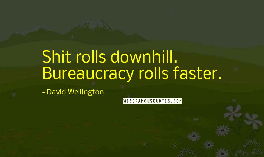 David Wellington quotes: Shit rolls downhill. Bureaucracy rolls faster.