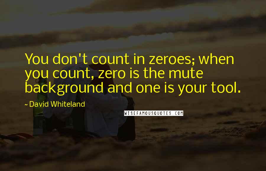 David Whiteland quotes: You don't count in zeroes; when you count, zero is the mute background and one is your tool.