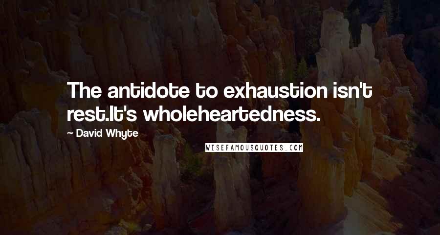 David Whyte quotes: The antidote to exhaustion isn't rest.It's wholeheartedness.