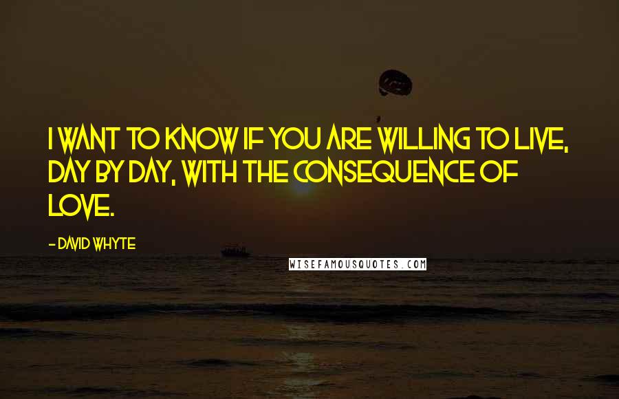 David Whyte quotes: I want to know if you are willing to live, day by day, with the consequence of love.