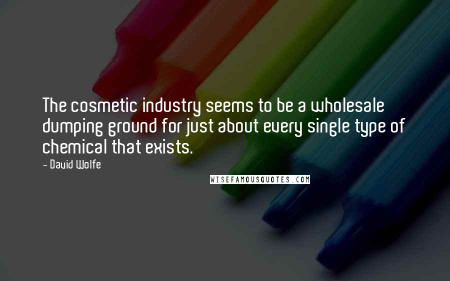 David Wolfe quotes: The cosmetic industry seems to be a wholesale dumping ground for just about every single type of chemical that exists.