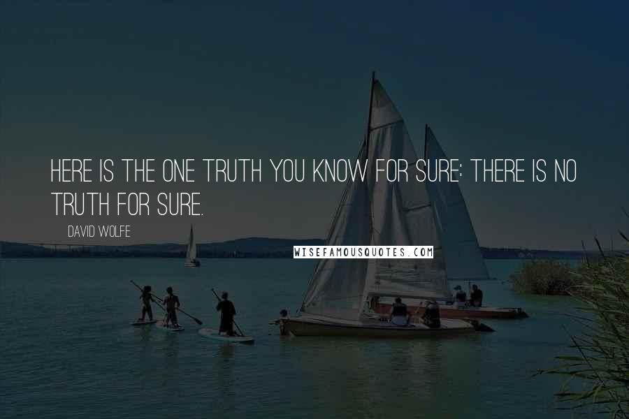 David Wolfe quotes: Here is the one truth you know for sure: there is no truth for sure.
