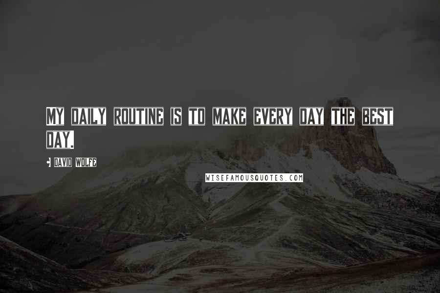 David Wolfe quotes: My daily routine is to make every day the best day.