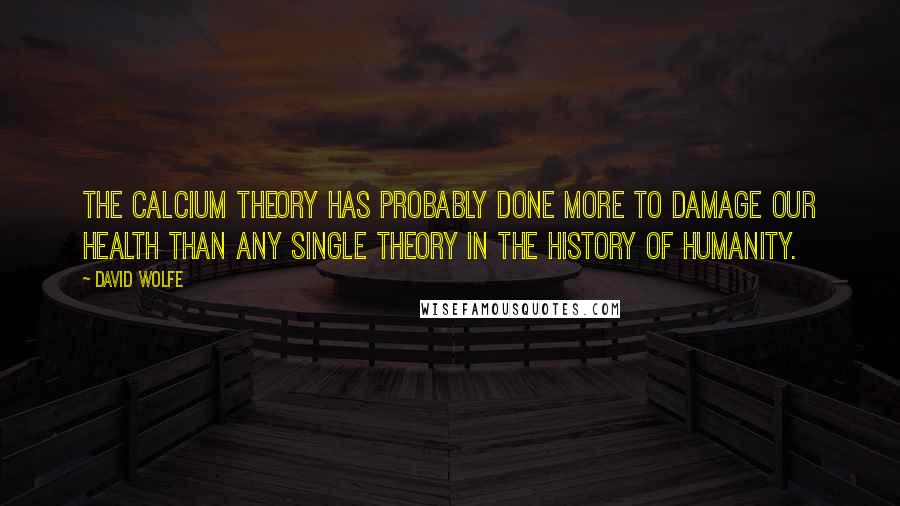 David Wolfe quotes: The calcium theory has probably done more to damage our health than any single theory in the history of humanity.